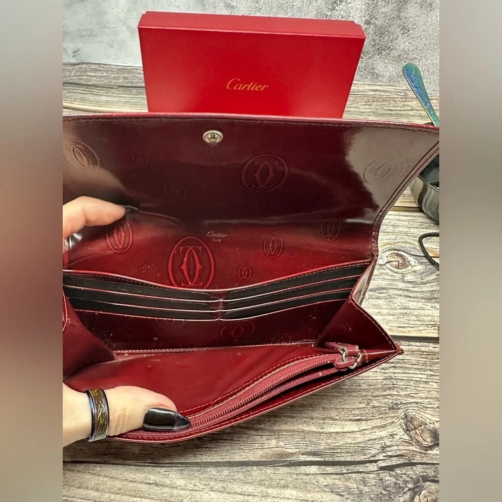 Cartier Red Glossy Long Leather Happy Birthday Wallet GUC Dust Bag, Box, Cards​​ - Picture 12 of 16